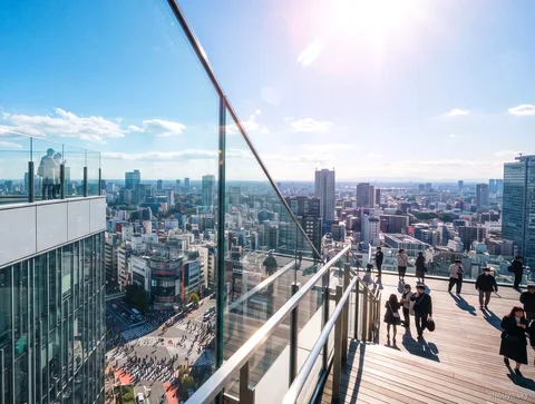 Passeio Shibuya Sky de manhã com ingresso, vista de Tóquio do mirante a céu aberto
