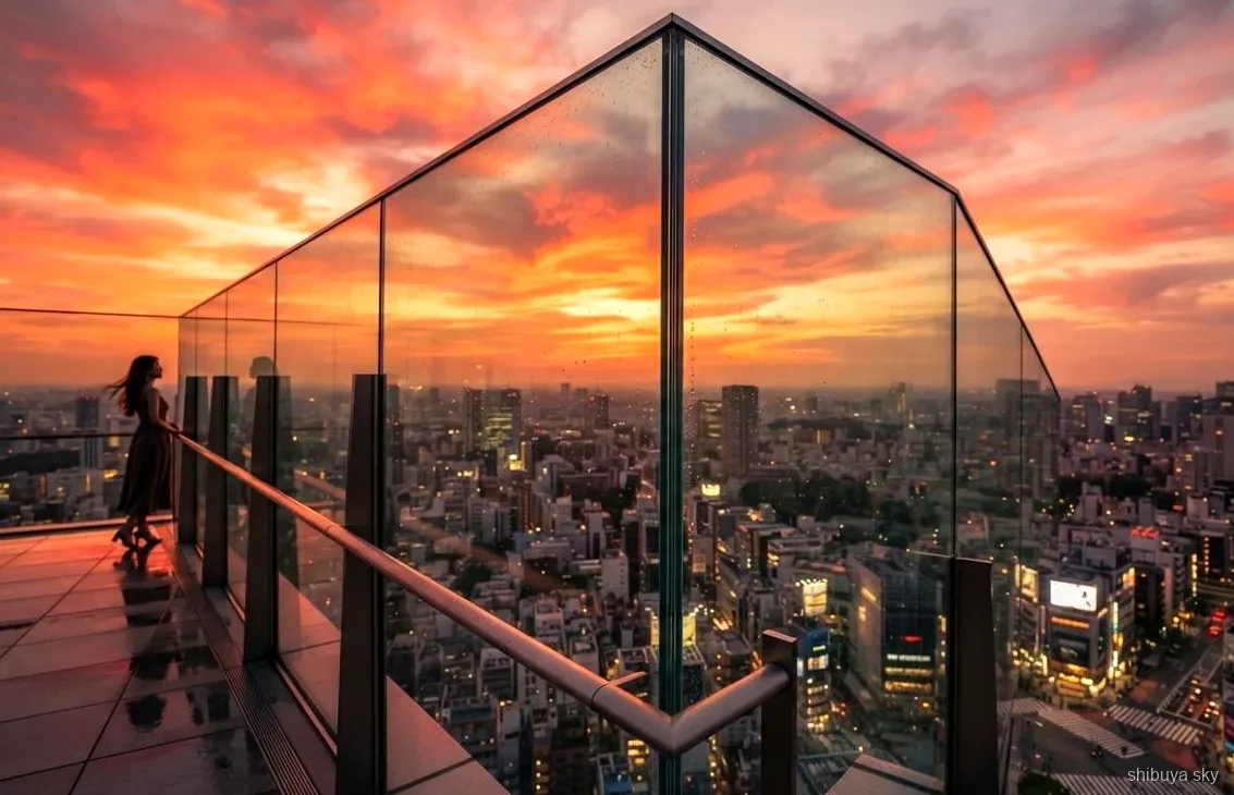 Shibuya Sky Morgen Tour, Dachterrasse im Miyashita Park