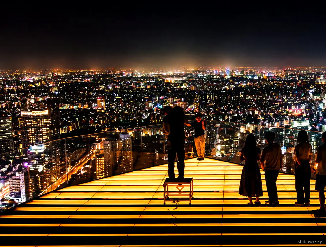 Shibuya Sky og Shinjuku neon tur, gylden time over Tokyo