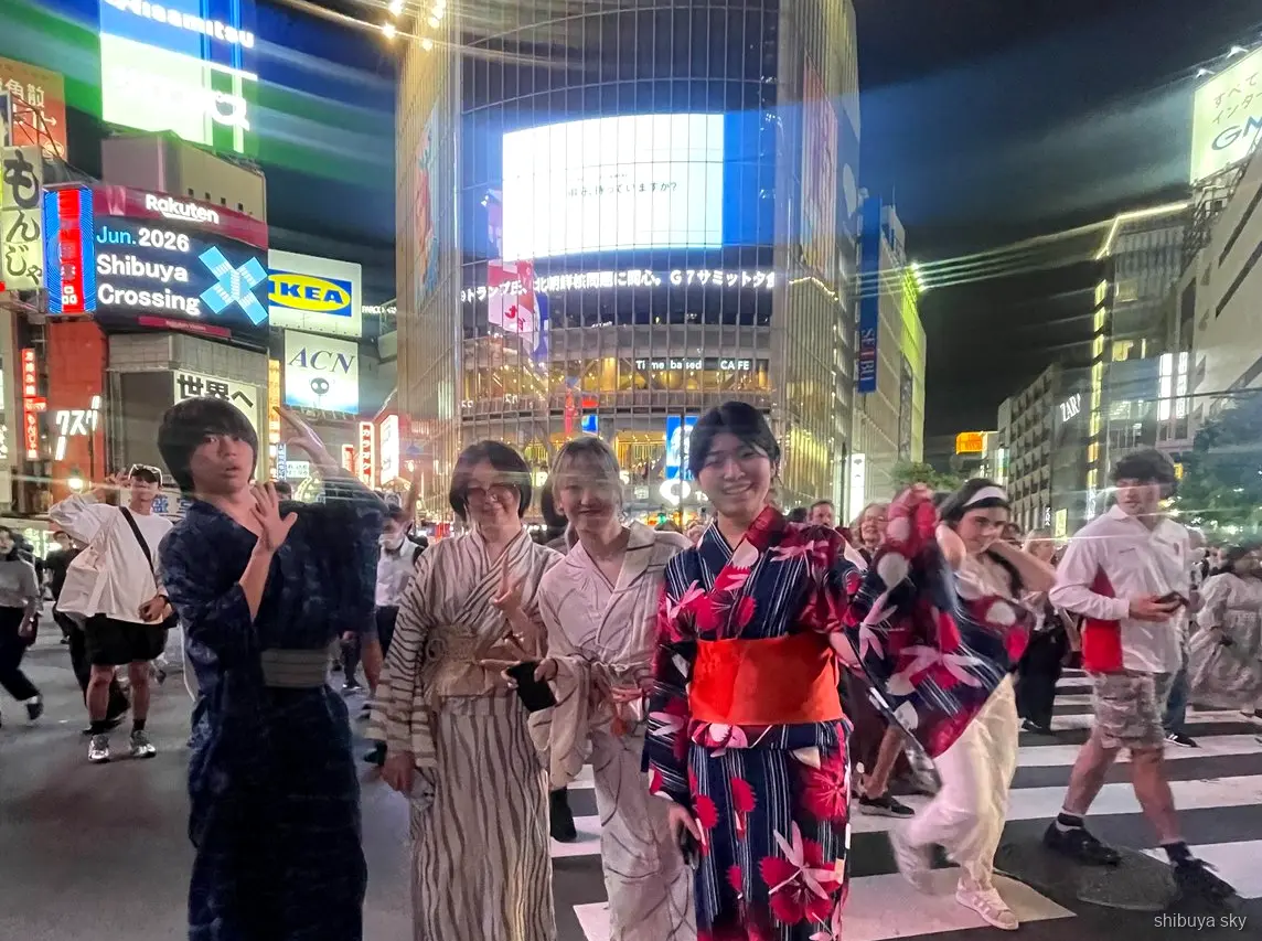 Shibuya Sky natur i yukata, fotostop